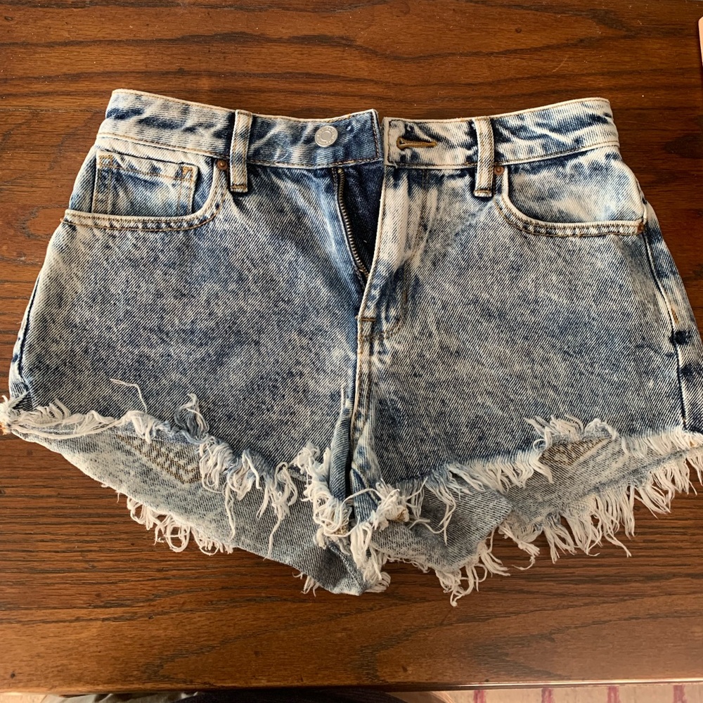 High Rise Festival Acid Wash Jean Shorts